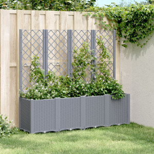 Jardinera con enrejado PP gris 160x40x140 cm D