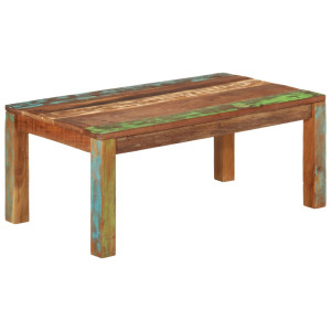 Mesa de centro madera maciza reciclada 100x55x40 cm D