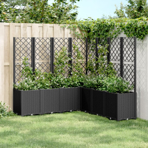 Jardinera con enrejado PP negro 160x160x140 cm D