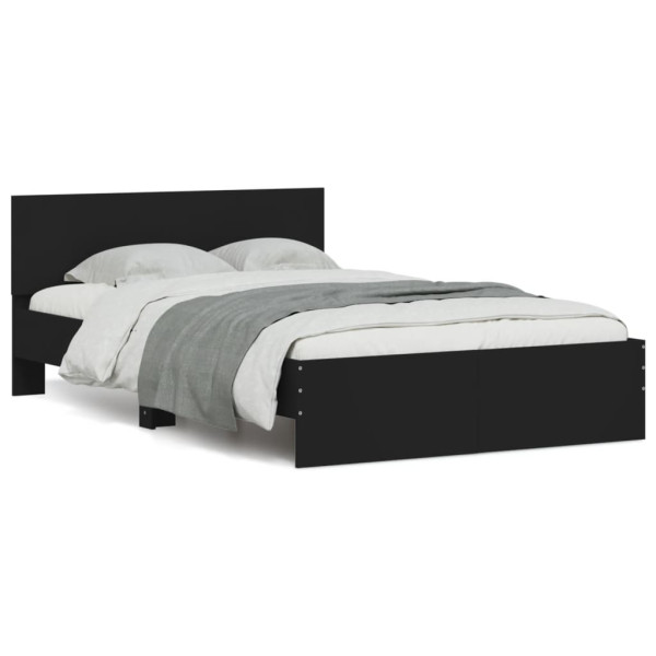 Estrutura de cama com cabeceira e luzes LED pretas 135x190 cm D