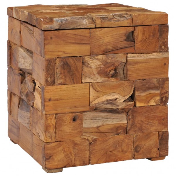 Taburete con almacenamiento madera maciza de teca D