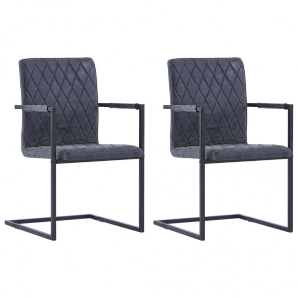 Cadeiras de jantar 2 unidades de couro sintético preto D