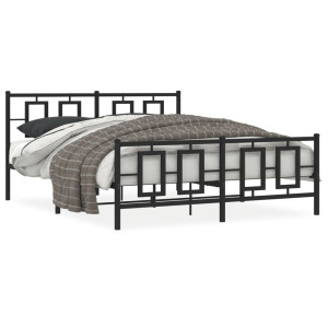 Estructura de cama cabecero y estribo metal negro 160x200 cm D