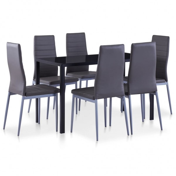 Conjunto de mesa y sillas de comedor 7 piezas gris D