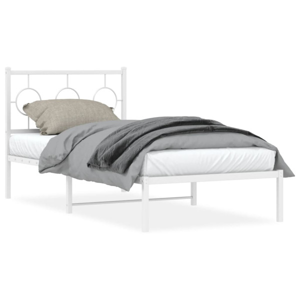 Estrutura de cama de metal com cabeçote branco 90x190 cm D