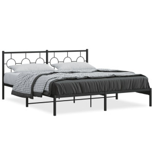 Estructura de cama con cabecero metal negro 183x213 cm D