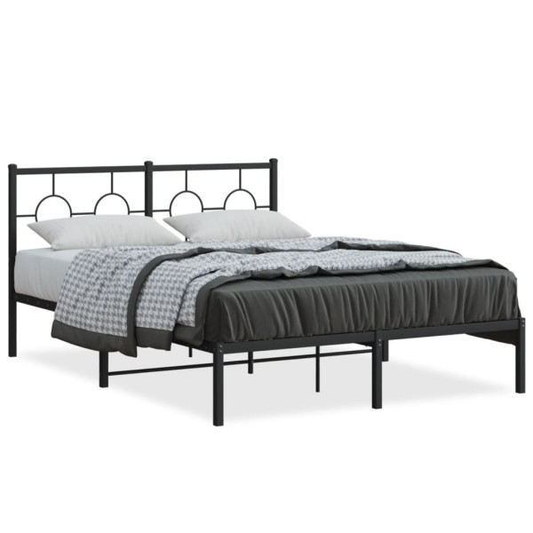 Estructura de cama con cabecero metal negro 135x190 cm D