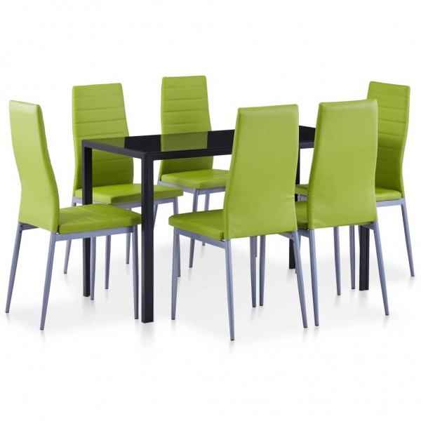 Conjunto de mesa y sillas de comedor 7 piezas verde D