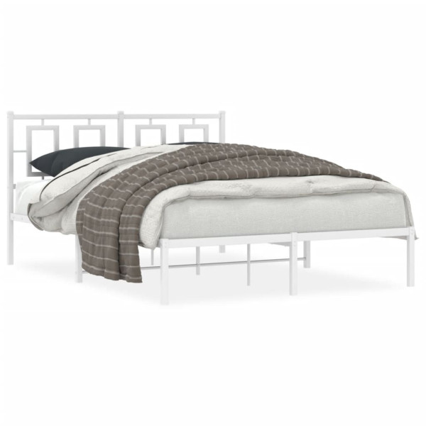 Estrutura de cama de metal com cabeçote branco 140x190 cm D