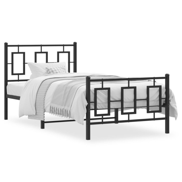 Estrutura de cama com cabeçalho de metal preto 90x200 cm D