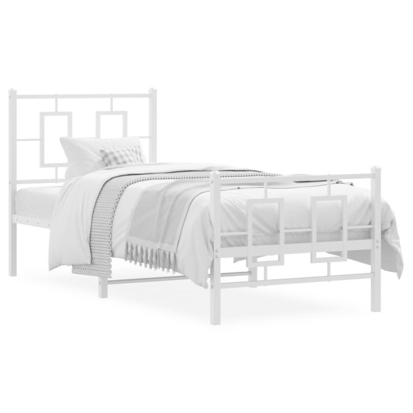 Estrutura de cama de metal com cabeçalho e pé cama branca 80x200 cm D