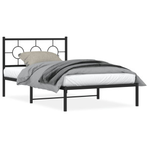 Estructura de cama con cabecero metal negro 107x203 cm D