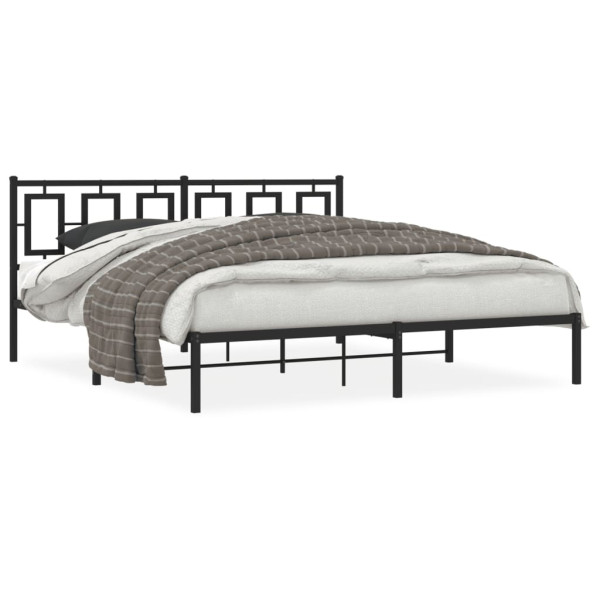 Estrutura de cama com cabeçalho metálico preto 183x213 cm D