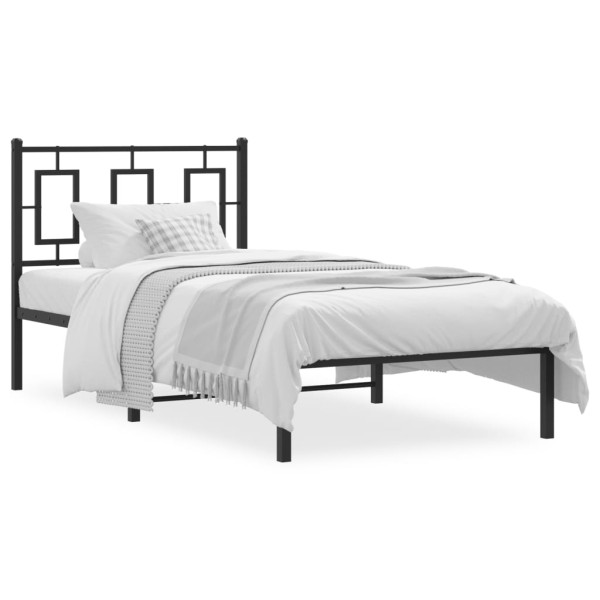 Estructura de cama con cabecero metal negro 90x190 cm D