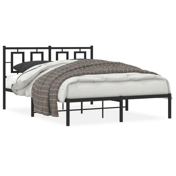 Estrutura de cama com cabeceira de metal preto 135x190 cm D