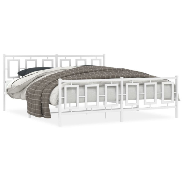 Estructura cama metal con cabecero y pie cama blanco 183x213 cm D