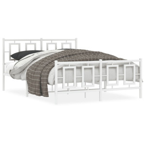 Estructura cama metal con cabecero y estribo blanco 135x190 cm D