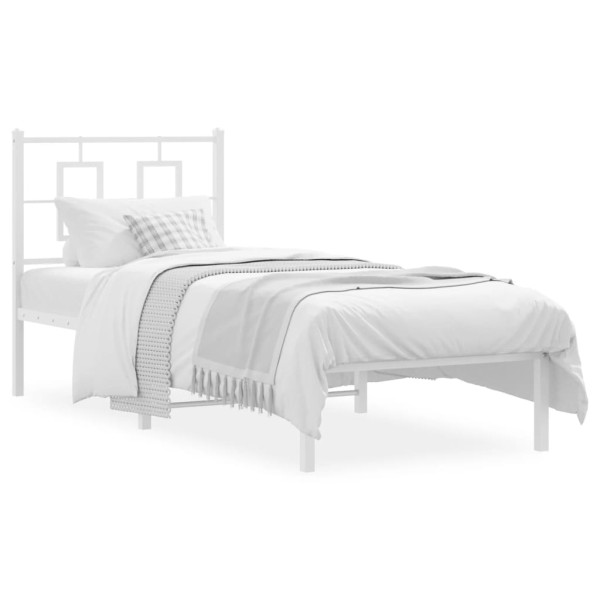 Estructura de cama de metal con cabecero blanco 75x190 cm D