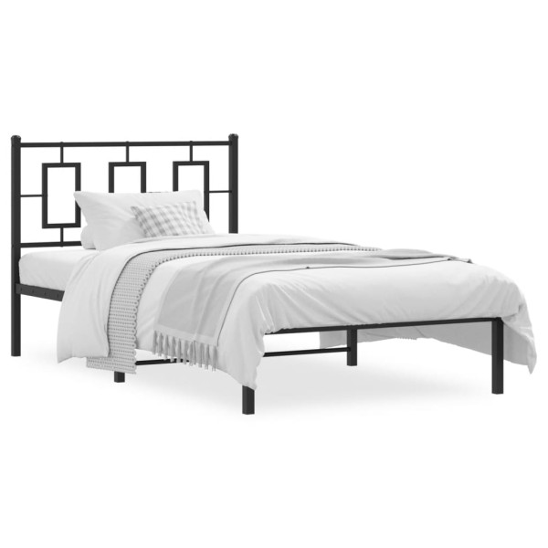 Estructura de cama con cabecero metal negro 100x190 cm D