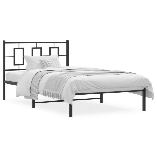 Estructura de cama con cabecero metal negro 107x203 cm D