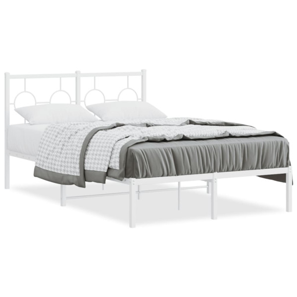 Estructura de cama de metal con cabecero blanca 120x190 cm D