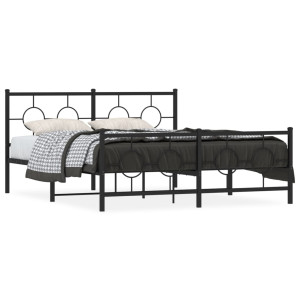 Estructura de cama cabecero y estribo metal negro 160x200 cm D