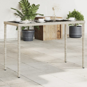 Mesa jardín superficie vidrio ratán PE gris claro 115x54x74 cm D