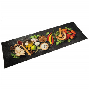 Alfombra de cocina lavable terciopelo dibujo especias 60x180 cm D