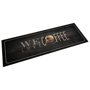 Alfombra de cocina lavable terciopelo texto café 60x180 cm D