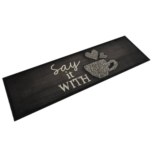 Alfombra de cocina lavable terciopelo negro taza 45x150 cm D