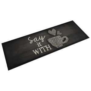 Alfombra de cocina lavable terciopelo negro taza 60x180 cm D