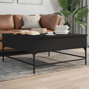 Mesa de centro em madeira e metal preto 95x95x45 cm D