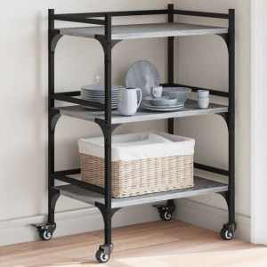 Carrito de cocina madera ingeniería gris Sonoma 50x35x75.5 cm D