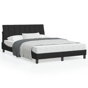 Estructura de cama con luces LED terciopelo negro 140x190 cm D