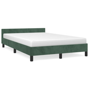 Estructura cama con cabecero terciopelo verde oscuro 120x190 cm D