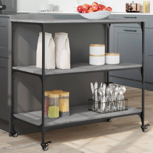 Carrito de cocina madera ingeniería gris Sonoma 102x50x95 cm D