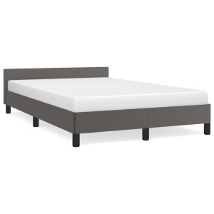 Estructura cama con cabecero cuero sintético gris 120x190 cm D