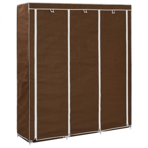 Armario con compartimentos y varillas tela marrón 150x45x175 cm D