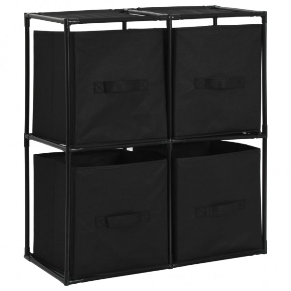 Armário de armazenamento 4 cestas de tecido preto de aço 63x30x71 cm D