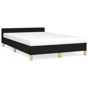 Estructura de cama con cabecero tela negro 120x190 cm D