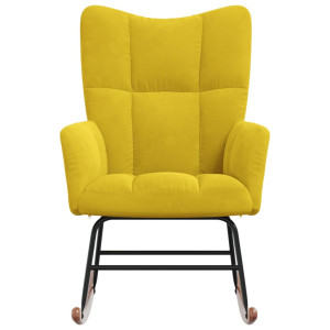 Silla mecedora de terciopelo amarillo mostaza H