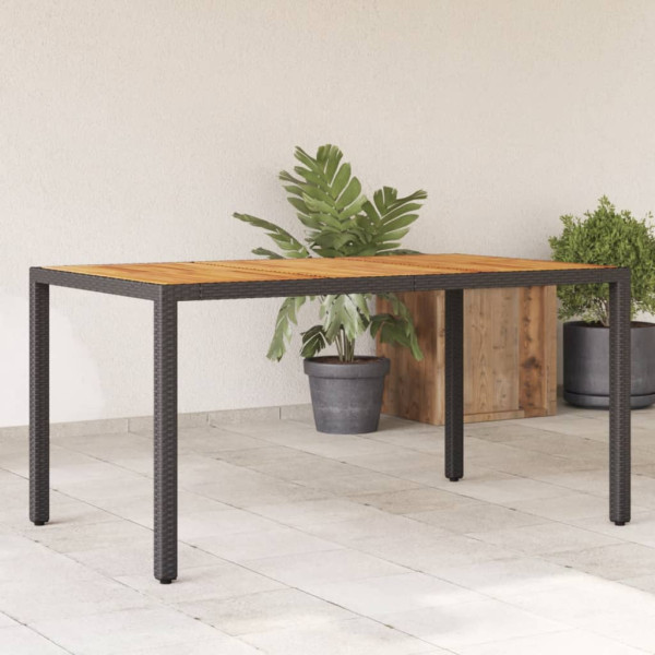 Mesa de jardim superfície madeira de acacia ratão preto 150x90x75cm D