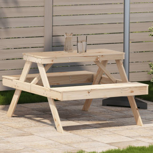 Mesa de pícnic madera maciza de pino 105x134x75 cm D