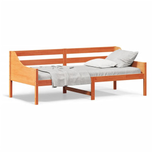 Sofá cama de madera maciza de pino marrón cera 100x200 cm D