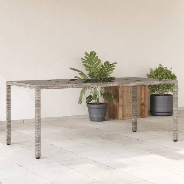 Superfície de vidro para mesa de jardim PE rattan cinza 190x90x75 cm D