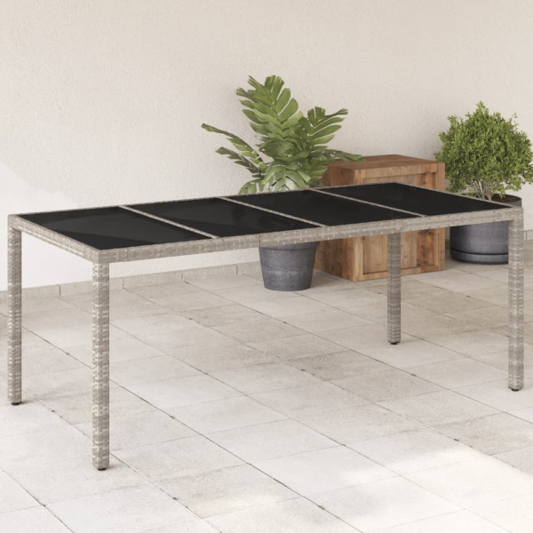 Mesa de jardín superficie de vidrio ratán PE gris 190x90x75 cm D