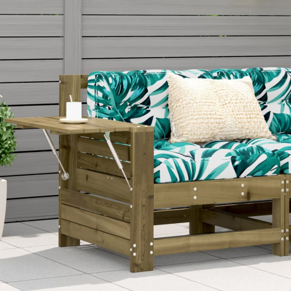 Sofá de jardim com apoio de braços e mesa lateral de madeira impregnada D