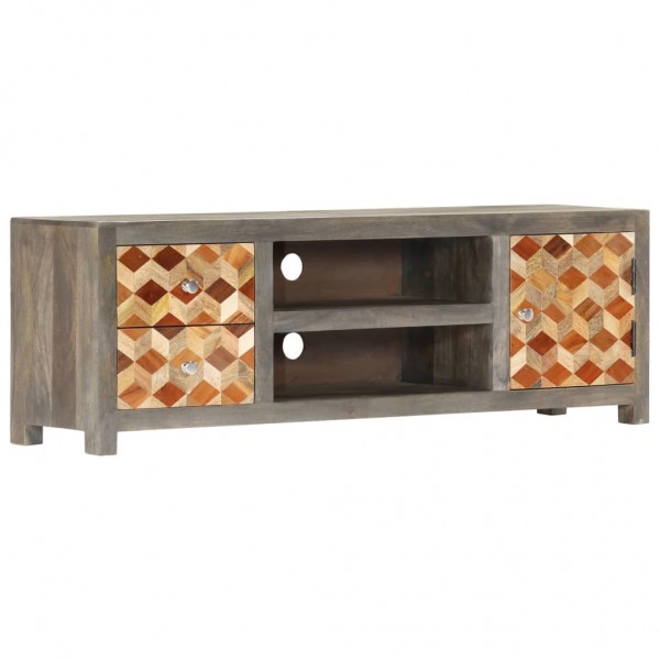 Mueble para TV de madera maciza reciclada gris 120x30x40 cm D