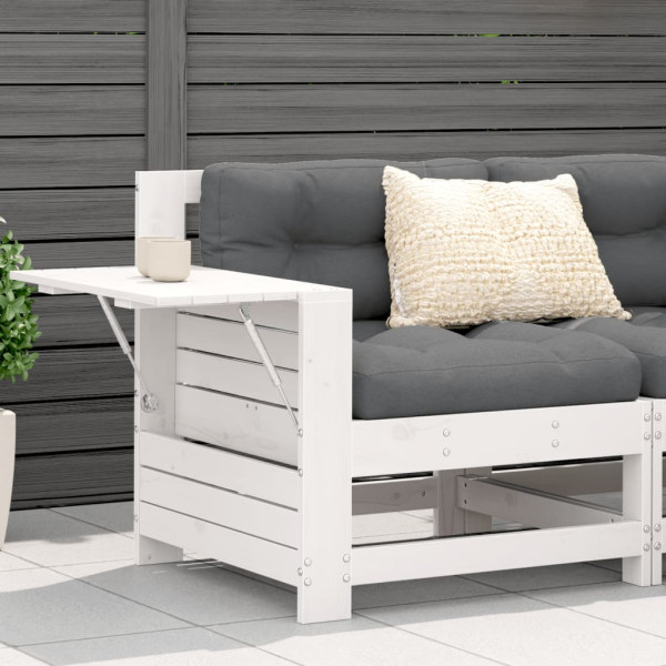Sofá de jardim com banco de braços mesa auxiliar madeira de pinho branco D