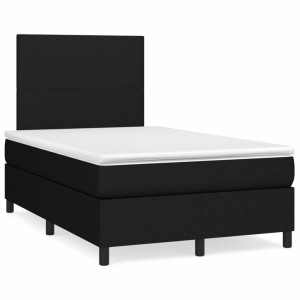 Cama box spring con colchón y luces LED tela negro 120x190 cm D